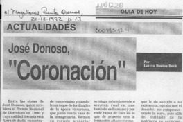 José Donoso, "Coronación"  [artículo] Loreto Bustos Beck.