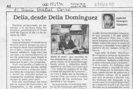 Delia, desde Delia Domínguez  [artículo] Gabriel Venegas Vásquez.