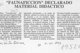 "Faunaficción" declarado material didáctico  [artículo].