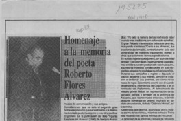 Homenaje a la memoria del poeta Roberto Flores Alvarez  [artículo] Oriel Alvarez.