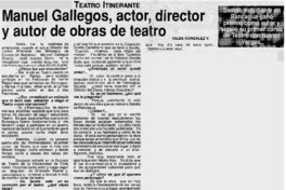 Manuel Gallegos, actor, director y autor de obras de teatro