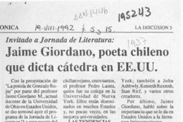 Jaime Giordano, poeta chileno que dicta cátedra en EE. UU.  [artículo].