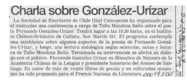 Charla sobre González Urízar  [artículo].