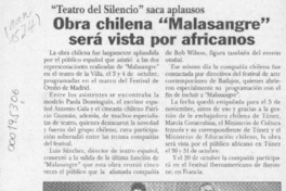 Obra chilena "Malasangre" será vista por africanos  [artículo].