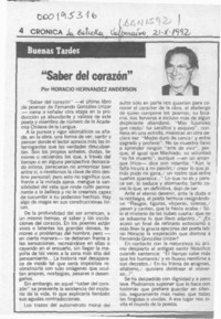 "Saber del corazón"  [artículo] Horacio Hernández Anderson.