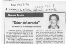 "Saber del corazón"  [artículo] Horacio Hernández Anderson.