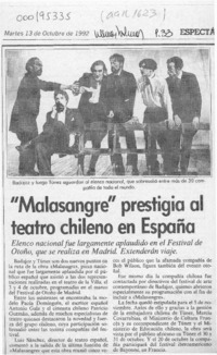 "Malasangre" prestigia al teatro chileno en España  [artículo].