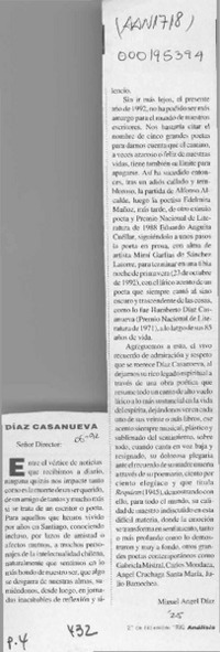 Díaz Casanueva  [artículo] Miguel Angel Díaz.