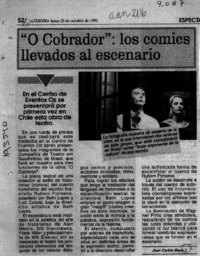 "O cobrador", los comics llevados al escenario  [artículo] Juan Carlos Maya J.