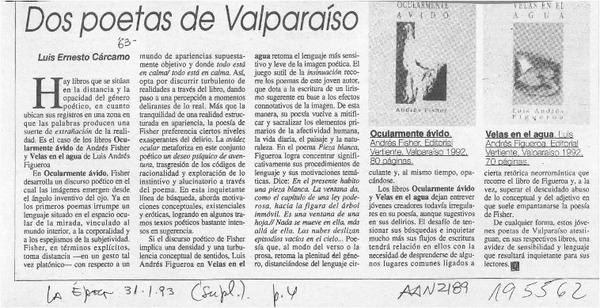 Dos poetas de Valparaíso  [artículo] Luis Ernesto Cárcamo.