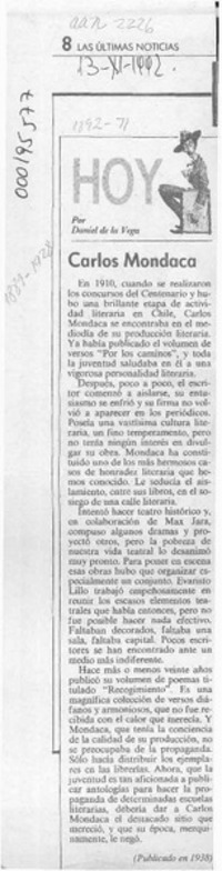 Carlos Mondaca  [artículo] Daniel de la Vega.