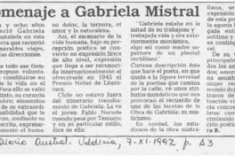 Homenaje a Gabriela Mistral  [artículo] Santiago Vera B.