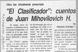 "El Clasificador", cuentos de Juan Mihovilovich H.