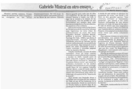 Gabriela Mistral en otro ensayo  [artículo] Marino Muñoz Lagos.