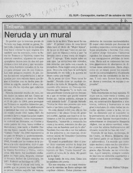 Neruda y un mural  [artículo] Hernán Muñoz Villegas.