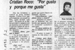 Cristián Roco, "Por gusto y porque me gusta"  [artículo] Rosa González B.