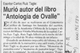 Murió autor del libro "Antología de Ovalle"  [artículo].