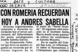 Con romería recuerdan hoy a Andrés Sabella  [artículo].