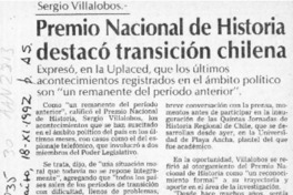 Premio Nacional de Historia destacó transición chilena  [artículo].