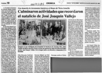 Culminaron actividades que recordaron el natalicio de José Joaquín Vallejo  [artículo].