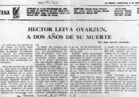 Héctor Leiva Oyarzún, a dos años de su muerte  [artículo] José Arraño Acevedo.