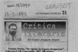 Crítica literaria  [artículo] Carlos Jorquera Alvarez.