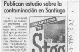 Publican estudio sobre la contaminación en Santiago  [artículo].