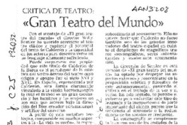 "Gran teatro del mundo"  [artículo] Carola Oyarzún L.