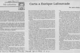 Carta a Enrique Lafourcade  [artículo] Javier Ovalle Letelier.
