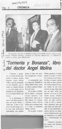 "Tormenta y bonanza", libro del doctor Angel Molina  [artículo].