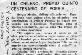 Un Chileno, Premio Quinto Centenario de Poesía  [artículo].