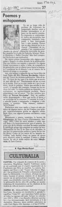 Poema y mitopoemas  [artículo] Hugo Montes Brunet.