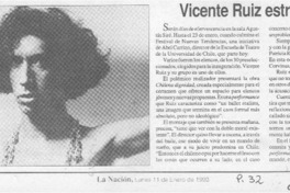 Vicente Ruiz estrena obra  [artículo].
