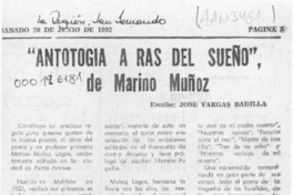 "Antología a ras del sueño", de Marino Muñoz  [artículo] José Vargas Badilla.