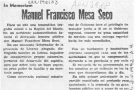 Manuel Francisco Mesa Seco  [artículo] Carmen Vial Barahona.