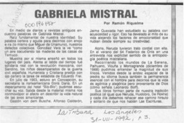 Gabriela Mistral  [artículo] Ramón Riquelme.