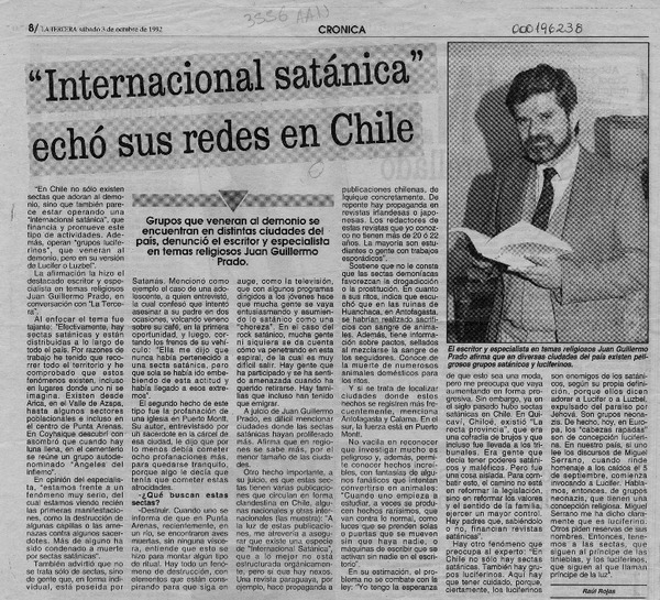 "Internacional satánica echó sus redes en Chile"  [artículo] Raúl Rojas.