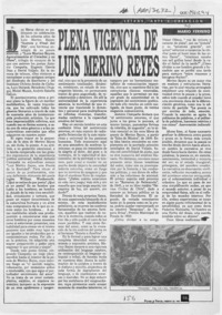 Plena vigencia de Luis Merino Reyes  [artículo] Mario Ferrero.