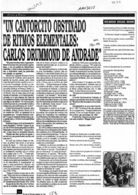 "Un cantorcito obstinado de ritmos elementales, Carlos Drummond de Andrade"  [artículo] Ricardo Rojas Behm.