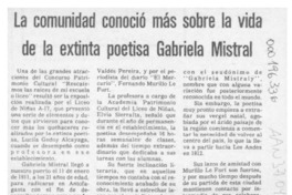 La Comunidad conoció más sobre la vida de la extinta poetisa Gabriela Mistral  [artículo].