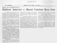 Rindieron homenaje a Manuel Francisco Mesa Seco  [artículo].