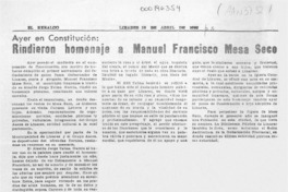 Rindieron homenaje a Manuel Francisco Mesa Seco  [artículo].