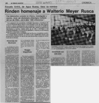 Rinden homenaje a Walterio Meyer Rusca  [artículo] Eugenio Calcagno F.