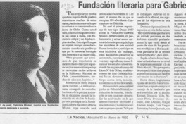 Fundación literaria para Gabriela  [artículo].