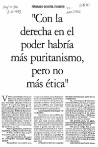 "Con la Derecha en el poder habría más puritarismo, pero no más ética"  [artículo].