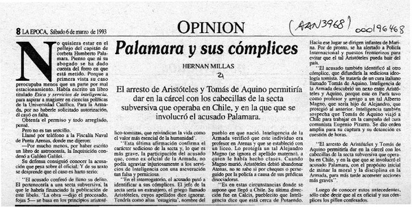 Palamara y sus cómplices  [artículo] Hernán Millas.