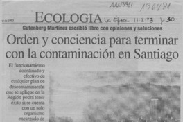 Orden y conciencia para terminar con la contaminación en Santiago  [artículo] Yenny Cáceres.