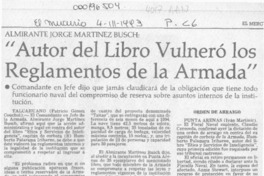 "Autor del libro vulneró los reglamentos de la Armada"  [artículo] Patricio Gómez Couchot.