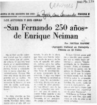 "San Fernando 250 años", de Enrique Neiman  [artículo] Matías Rafide.