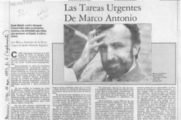 Las tareas urgentes de Marco Antonio  [artículo] Marco Antonio de la Parra.
